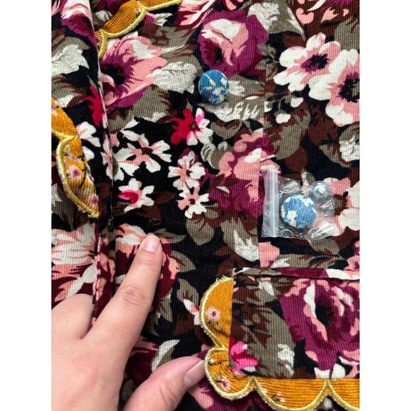 Celia B Sator Corduroy Floral Print Jacket In Multicolor - Picture 6 of 8